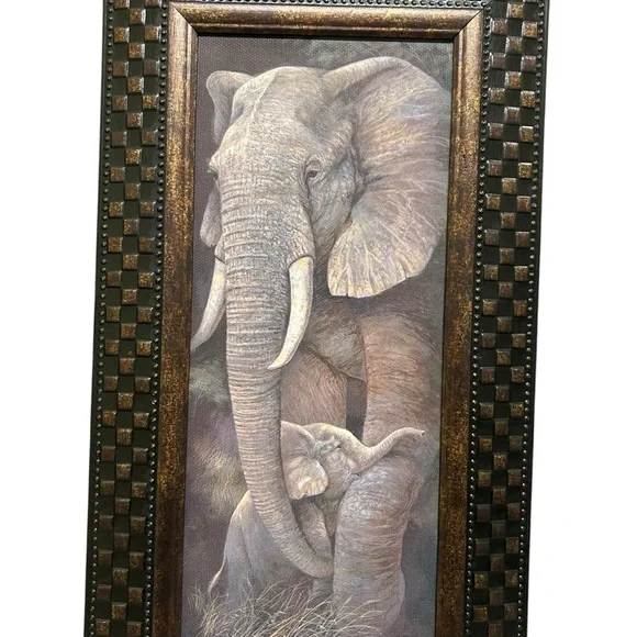 "Protective Care" by Ruane Manning – Framed Elephant & Calf Art Print - Picture 4 of 7